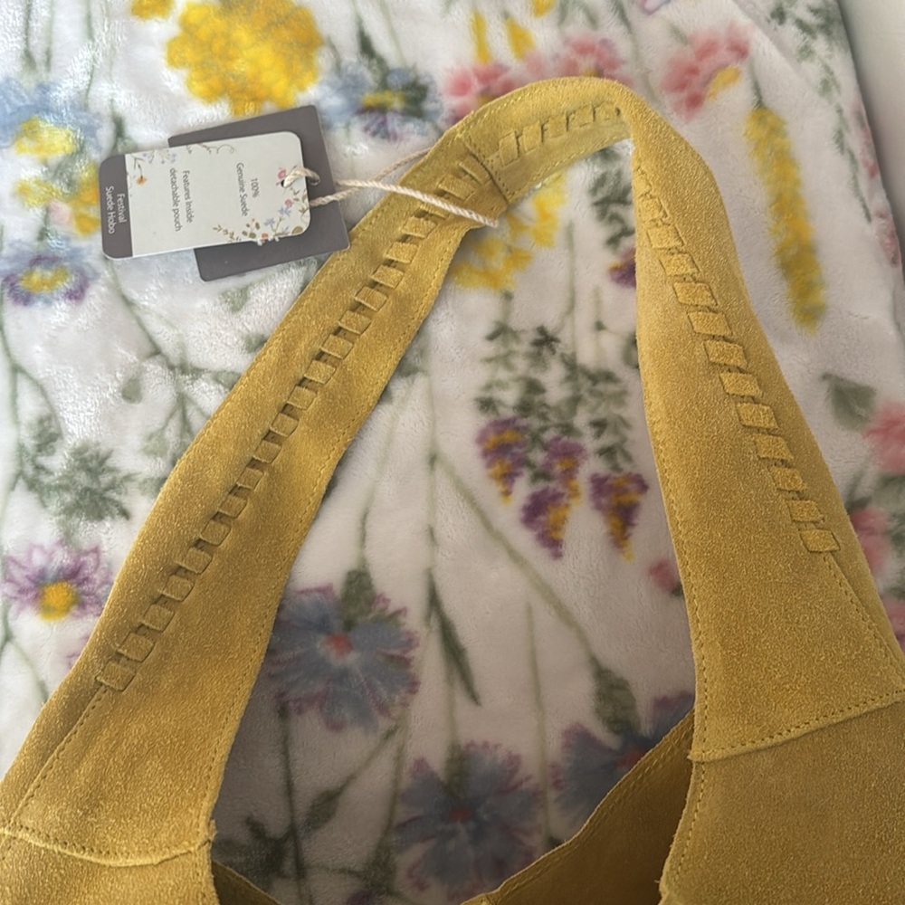 COPY - New 100% genuine suede yellow Haute Hippie Hobo with detachable pouch 🍀🍀 - Picture 3 of 13